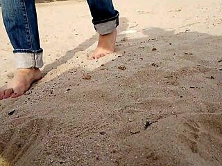 beach walk turns into big cock insertion for busty brunette