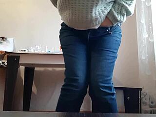 secretary slips hand in jeans at desk craving orgasm after endless typing stress
