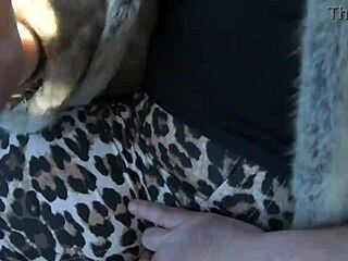 hey cheating wife, wanna suck cock outdoors in fur coat with husband's friend?