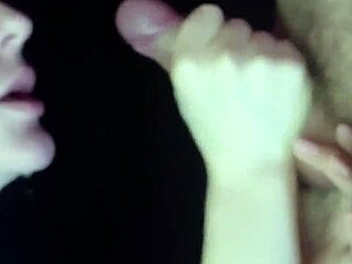 Wife's close-up suck teases small cock to facial cumshot