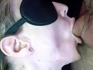 Wife's close-up suck teases small cock to facial cumshot