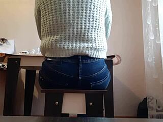 secretary slips hand in jeans at desk craving orgasm after endless typing stress