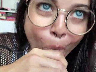 Blue-eyed girl slurps wellington prado's huge cock deep and sloppy