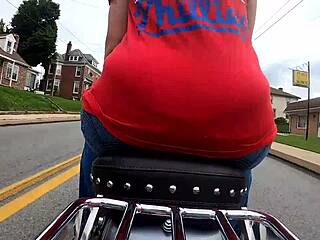 Hey biker, watch this big ass housewife flash on motorcycle GoPro pt 1?