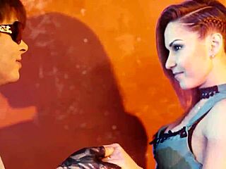 alex angel and caroline kiss in romantic lesbian threesome on bed