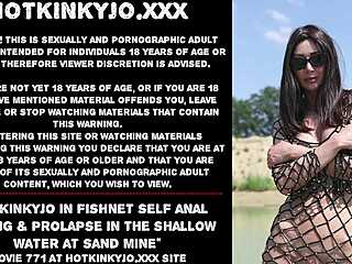 hotkinkyjo, fishnet anal fisting prolapse in sand mine water?
