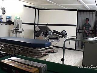 ami rogue's fraternal nurse fun backstage with redhead gagging deepthroat choking in latex gloves and handcuffs