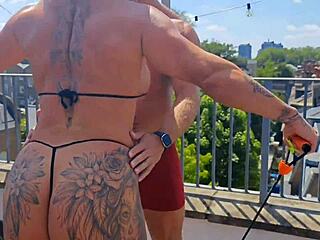 Muscular friend's hard fuck after training hits my big ass deep