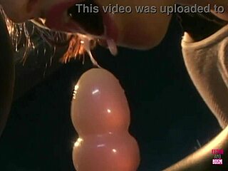 Sexy Latex Lesbian LICKS Friend's Fake Tits Piercing Pussy