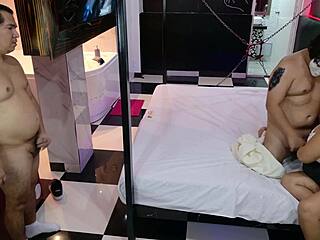 we invite hotel stranger from swinger app for mmf cuckold watching him fuck curvy latina wife hard