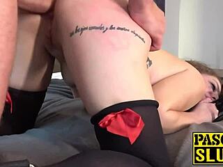 British vixen venom screams as monster cock pounds her bound ass