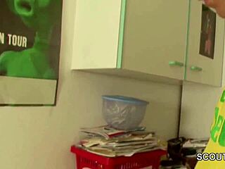 Blonde teen gets hardcore fucked by boss during side job with facial cumshot