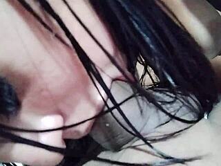 Young slut wife sucks cock cheats then creampie finish