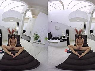 cute brunette teen kristy unwinds with close-up masturbation on vrpornjack com solo reality play