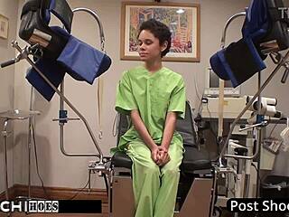 nurse sandra chappelle forces freshman hitachi wand to squirting orgasm backstage