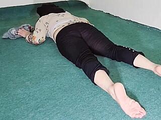 Big Ass Indian Muslim Maid Bends in Black See-Through Pajama Cleaning