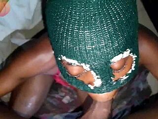 quick kneel hints at sloppy swallow of his big black balls