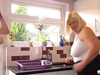 mature chubby gives sloppy blowjob then bends for rough doggystyle pounding - agedlove