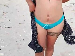 Latina Exposes Natural Tits and Ass on Mexican Beach
