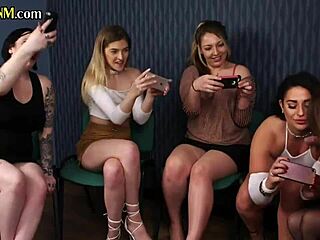 uhh clothed milfs jerking tiny cocks in cfnm group huh