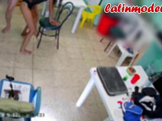 Backstage quickie fucking skinny tattooed Latina legs spread lingerie