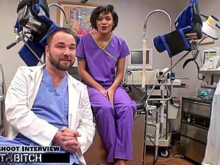 Jackie Banes gets caught sucking cock then fucked hard doggystyle backstage