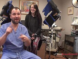 LAINEE'S GYNECOLOGY EXAM SPREADS PUSSY FOR DOCTOR PROBE!