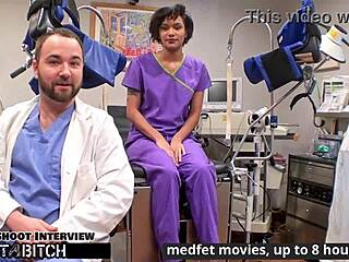 Jackie Banes gets caught sucking cock then fucked hard doggystyle backstage