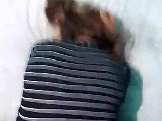 Panties Pulled Aside as Boyfriend Pounds Latina from Behind on Big Bed