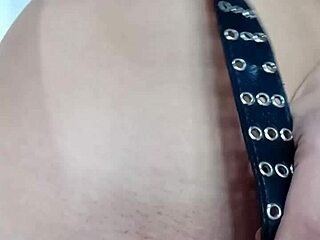 oww punishing my tits and pussy a bit with belt 😈🔥
