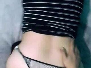 Panties Pulled Aside as Boyfriend Pounds Latina from Behind on Big Bed