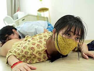 horny indian maid's ass tempts during close-up work tease