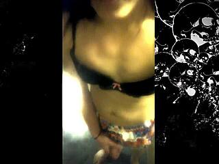 hey khora jerks her cute shemale cock on cam