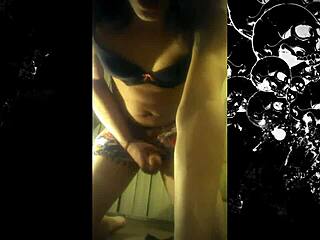 hey khora jerks her cute shemale cock on cam