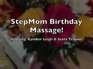 stepbro fingers stepmom's wet pussy in birthday massage then pumps deep creampie inside 😏💦🔥