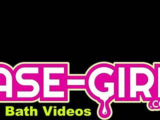 Sexy teen student bathes before daddy's sofa massage interview