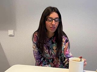 who knew the library girl was such a nympho craving cum on glasses