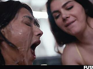 Fuck yeah! Veronica Leal pounds Vale Nappi in hardcore shemale cum play creampie surprise!