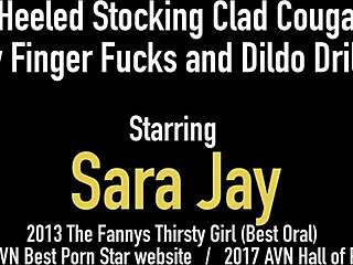 Cougar Sara Jay, finger fuck then dildo drill your hole?