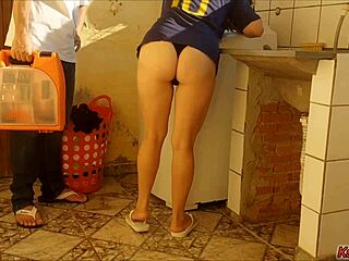 married housewife pays washing machine technician with her pussy