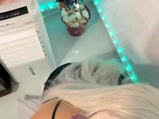 hot blonde witch hypnotizes with deep halloween blowjob on massive cock