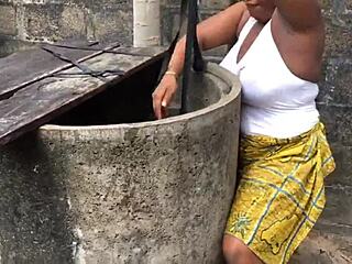 her big natural tits bounce wildly while taking rough outdoor anal pounding