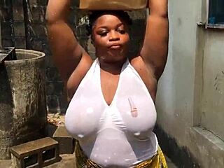 her big natural tits bounce wildly while taking rough outdoor anal pounding