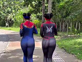 Spider woman's anal ride hints at forbidden outdoor thrill