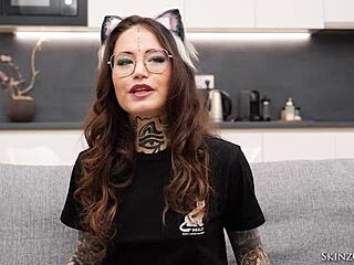 in the casting room tattooed brunette mari galore bares her soul and body during intense interview revealing secrets desires and wild side