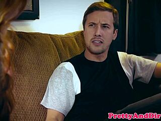 Cuckquean Teen 18+ Watches Busty Glamour Model Ride Boyfriend in Taboo Stockings Fantasy