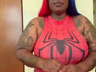oh man, spider girl shabrim's cosplay striptease rips clothes off til she's naked at con...