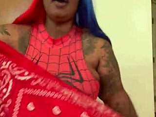 oh man, spider girl shabrim's cosplay striptease rips clothes off til she's naked at con...
