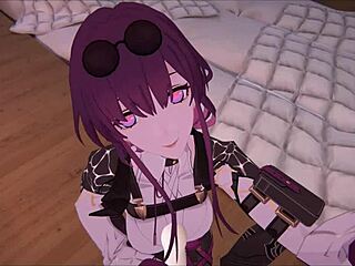 kafka and furina take turns slurping goth boy's cock 😈💦