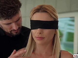 blindfolded shalina devine sucks cocks before intense anal dp pounding